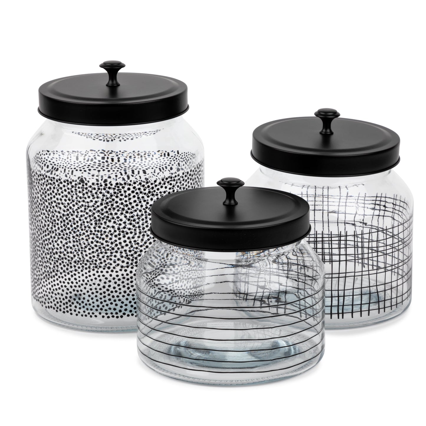 Thyme & Table Rainbow 3-Piece Glass Food Storage Jar Set with Gold Lids