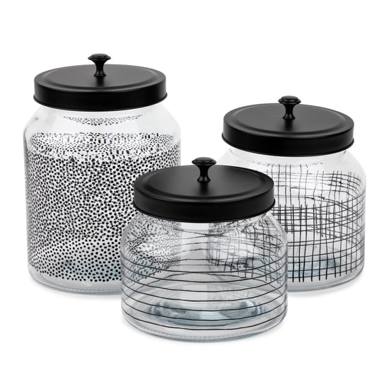 Thyme & Table Rainbow 3-Piece Glass Food Storage Jar Set with Gold Lids