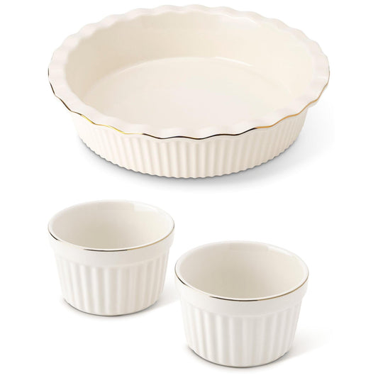 Thyme & Table 9" Ceramic Pie Dish - White Ribbed