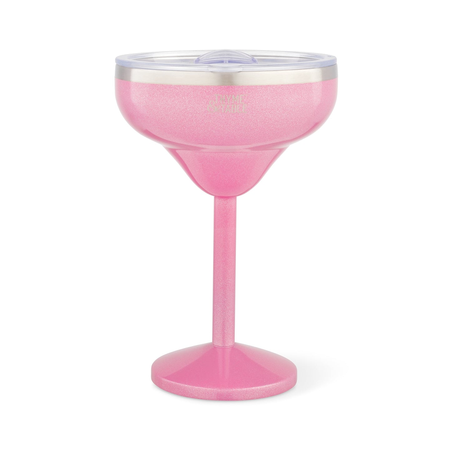 Thyme & Table 10oz Stainless Steel Margarita Tumbler with Push lid, Pink