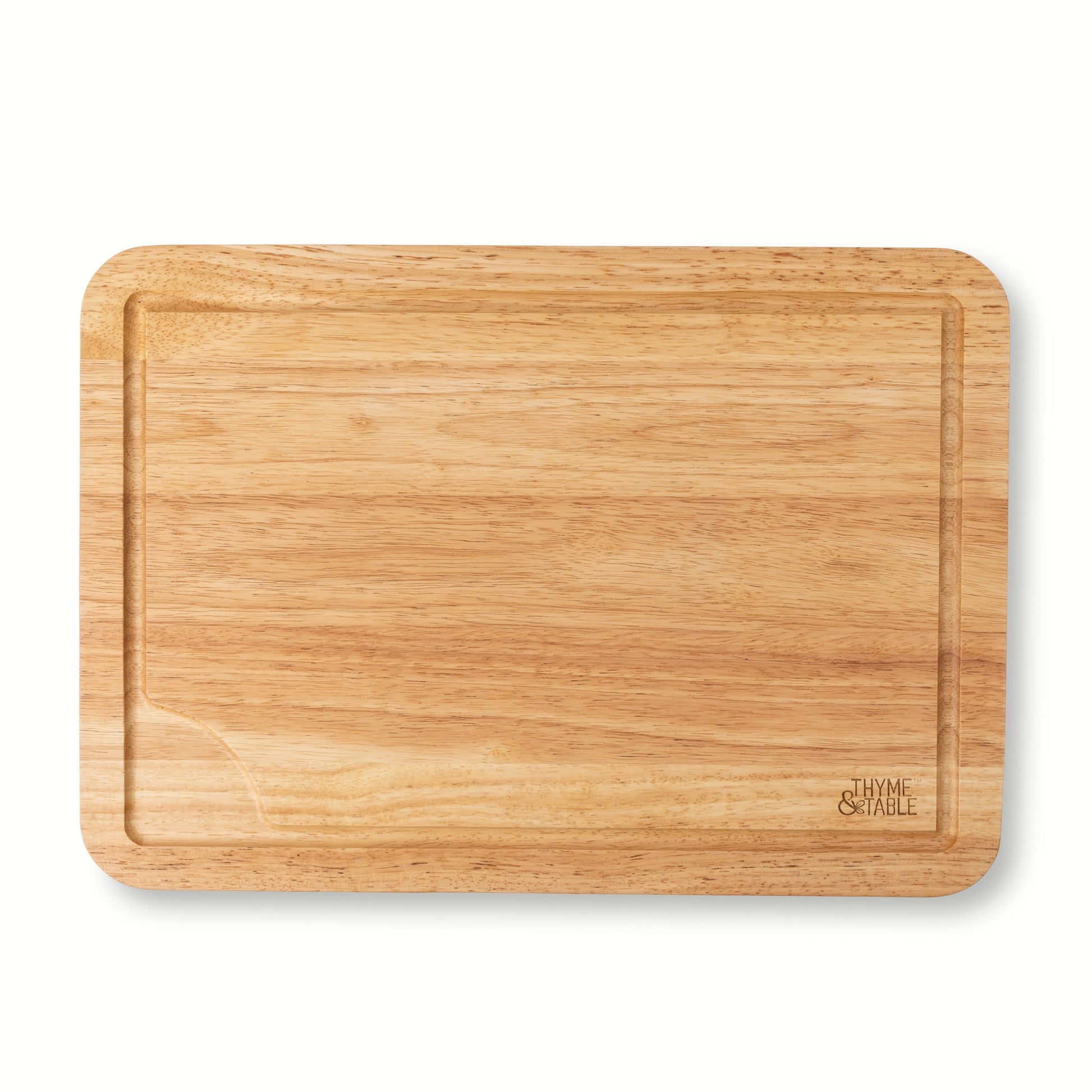 Thyme & Table Extra Large 14"x20" Rubberwood Cutting Board with Anti-Slip Grips