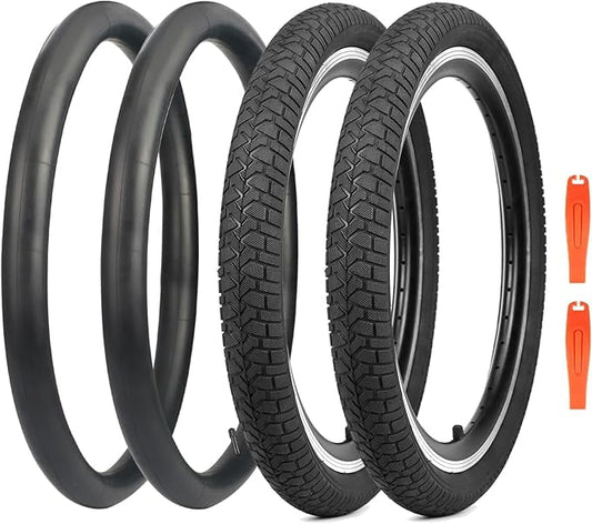 Tire 2 Tires and 2 Tubes 20x2.125 (57-406) Folding Tire for  Bikes Compatible Fits Most  Bikes