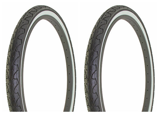 Tire set. 2 Tires. Two Tires Duro 26" x 1.95" Black/White Side Wall HF-105.