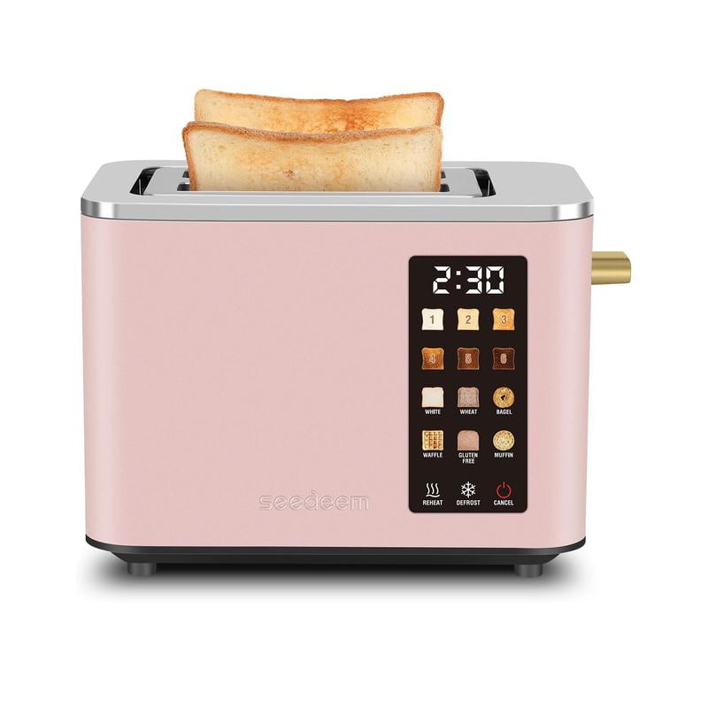 Toaster 2 Slice, Smart Stainless Toaster,Touch Control Screen,  6 Shade Setting, 6 Bread Selection, Countdown, Removable Crumb Tray