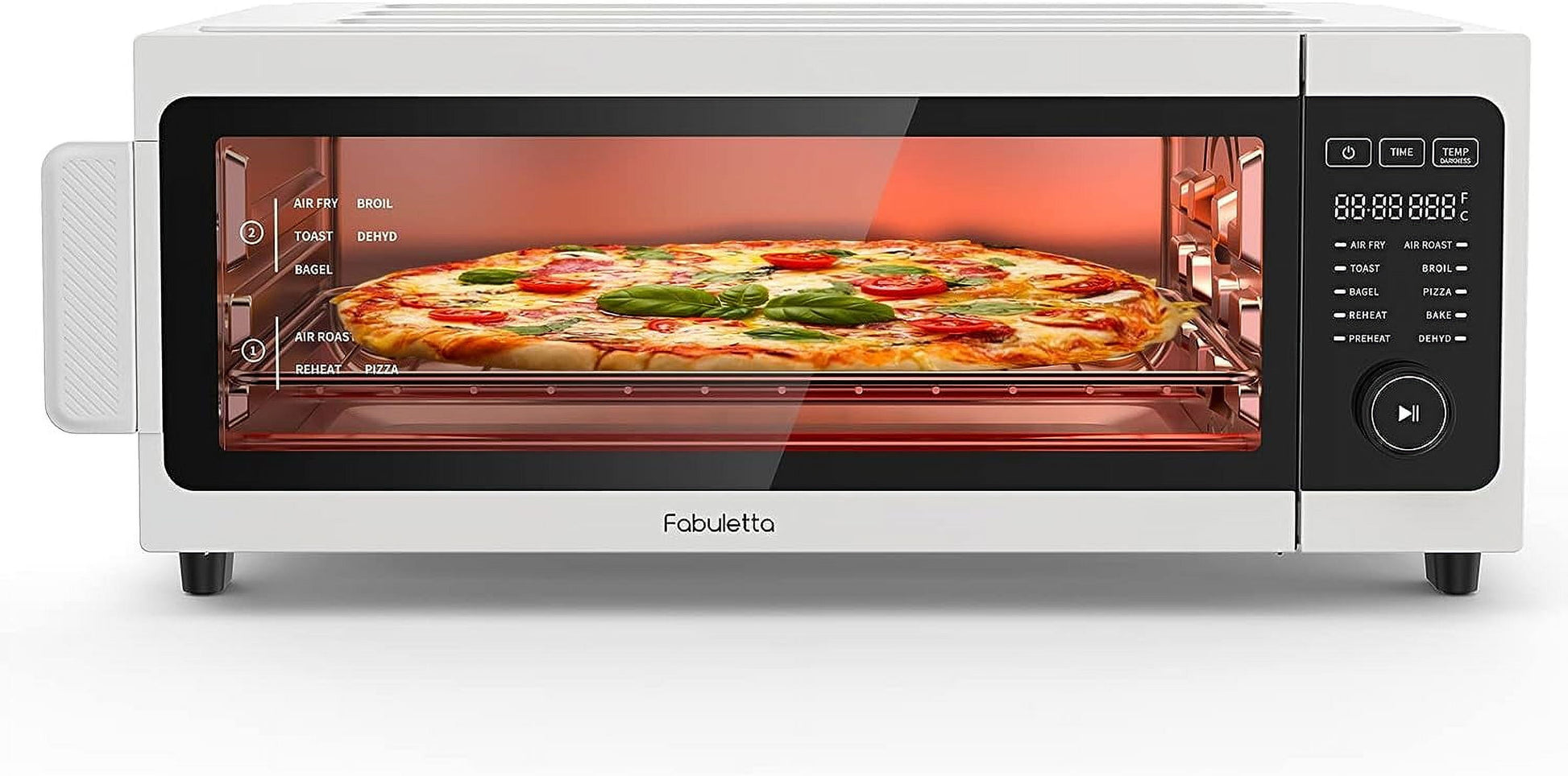 Toaster Oven Air Fryer Combo - 10-in-1 Countertop Convection Oven 1800W, Flip Up & Away Capability for Storage Space, Oil-Less Toaster Oven Fit 12" Pizza, 9 Slices Toast (White)