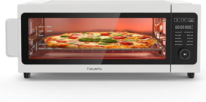 Toaster Oven Air Fryer Combo - 10-in-1 Countertop Convection Oven 1800W, Flip Up & Away Capability for Storage Space, Oil-Less Toaster Oven Fit 12" Pizza, 9 Slices Toast (White)