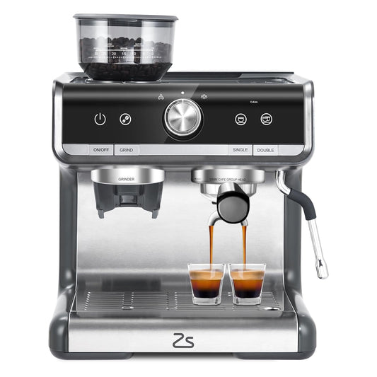 Tookss 20 Bar Semi-Automatic Espresso Coffee Machine with Grinder,2.8 L Water Tank,PID Temperature Control,Espresso Maker with Milk Frother Steamer Wand for Cappuccino, Latte, Macchiato