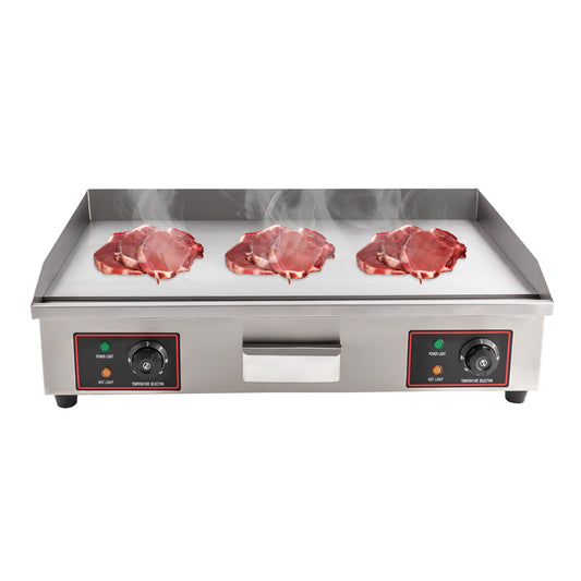 Toolven 3000W Electric Countertop Griddle, 28.7*15.75in Cast Iron Cooking Plate, Dual Heating Tubes, Large Cooking Area for Commercial Use & Parties