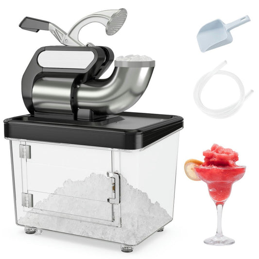 Topcobe 300W Commercial Ice Crusher with Dual Blades and Safety Switch, Manual Hand Crank Ice Breaker for Creating Drinks-Black