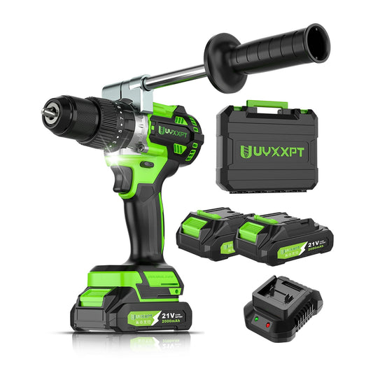 Topperfectmall Impact Driver Set Cordless Brushless Drill 21V Power Hammer with 1056 In-Lb Torque, 2 Battery, 1/2'' Chuck,Ideal for Home DIY Projects