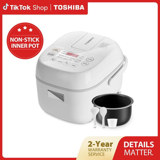 Toshiba Mini Rice Cooker, Gift, 3 Cups Uncooked Small Rice Cooker, Steamer & Warmer with Fuzzy Logic & One-Touch Cooking, 24h Delay Timer Auto Keep Warm