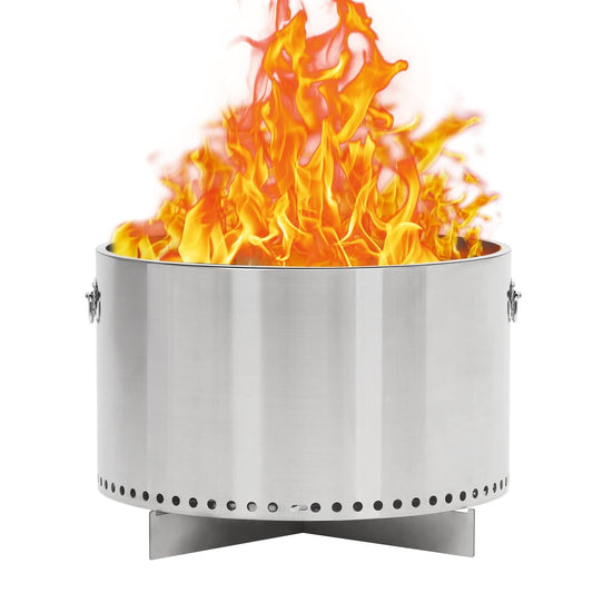 Towallmark Fire Pits for Garden, 35.4 Inch Smokeless Fire Pit, 304 Stainless Steel Wood Burning Fireplaces with Removable Ash Pan & Stand, Portable Safe Burning Firepit