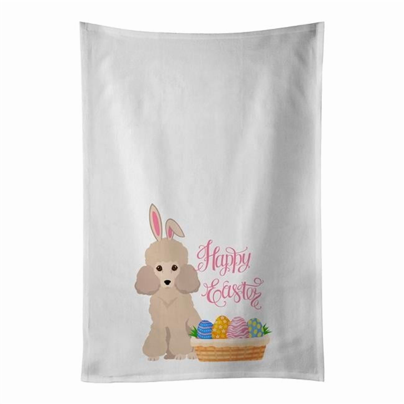 Toy Cream Poodle Easter White Kitchen Towel Set of 2 Dish Towels 19 in x 28 in