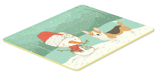 Tricolor Cardigan Corgi Snowman Christmas Kitchen or Bath Mat 24x36