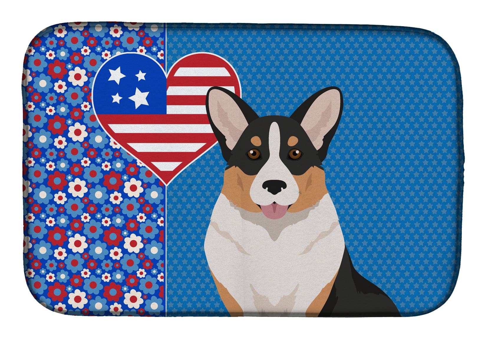Tricolor Cardigan Corgi USA American Dish Drying Mat