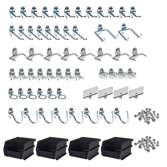 Triton ProductsÂ® 64-Piece Steel Pegboard Hook & Plastic Bin Kit, 60 Hooks & 4 Bins, Model# 76964