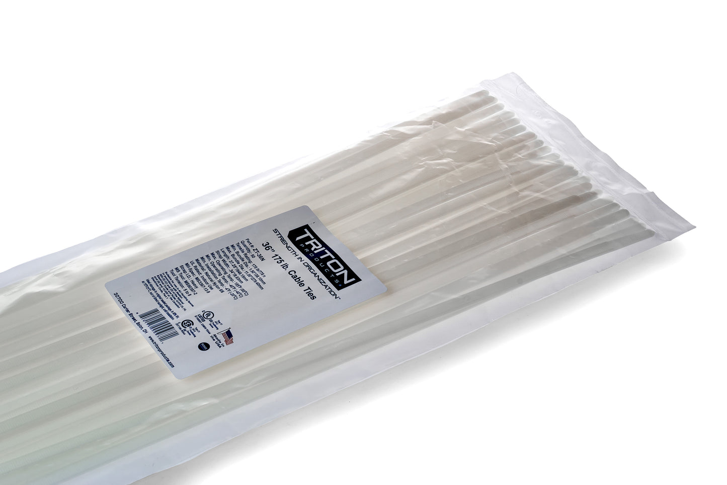 Triton ProductsÂ® Heavy Duty 36" Natural Zip Ties, 50/PK