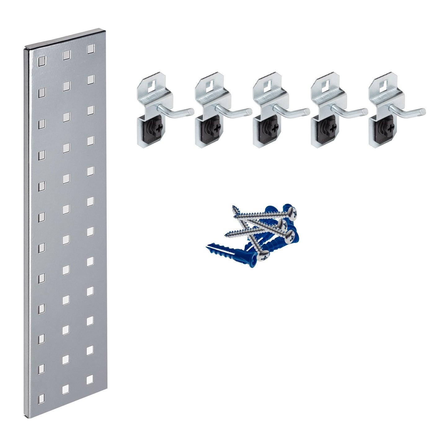 Triton ProductsÂ® LBS18K-SLV Silver Pegboard Kit with (1) 18" x 4.5" Steel Pegboard and 6 LocHooks