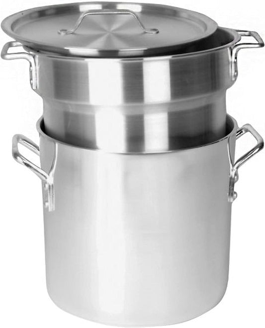 Truecraftware – 16 Qt. Aluminum Double Boiler Pot with Cover – Double Boiler for Chocolate Melting Fondue Cheese and Specialty Sauces