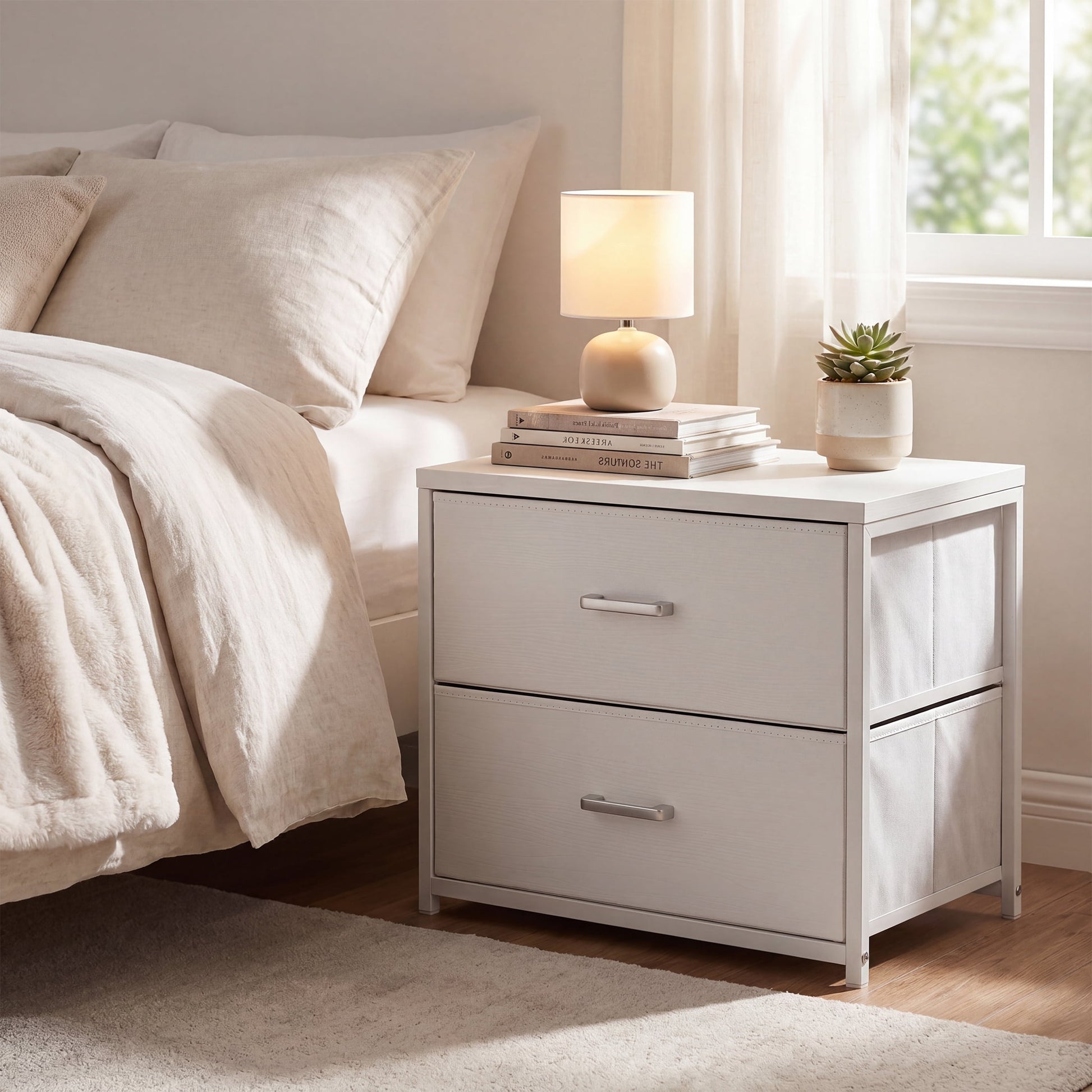 TrumanPick Fabric White 2 Drawer Dresser for Closet, Stackable Dresser Closet Organizers and Storage for Bedroom Dorm