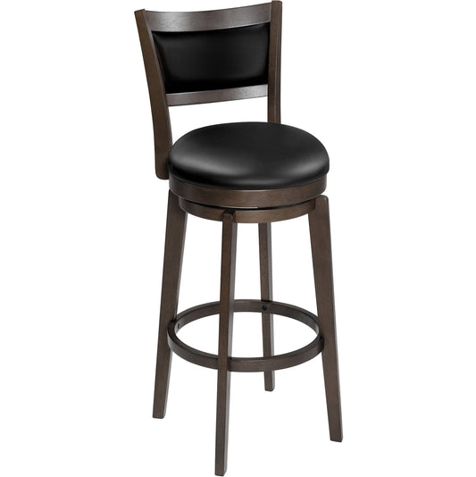 TrumanPick Counter Height Swivel Barstool 32" Seat Bar Stools High Back Leather Bar Chairs for Kitchen Island Cappuccino Finish, 4 Pack