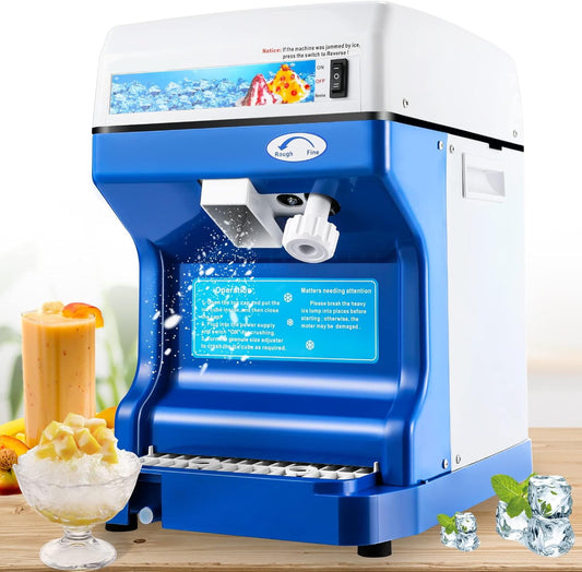 Trumoontree Commercial Ice Shaver Machine Electric Ice Cube Crusher Snow Cone Maker with Aluminum Alloy Blade Thickness Adjustable 260lb/h for Small Ice Cubes Summer Parties Bar Use 110V US