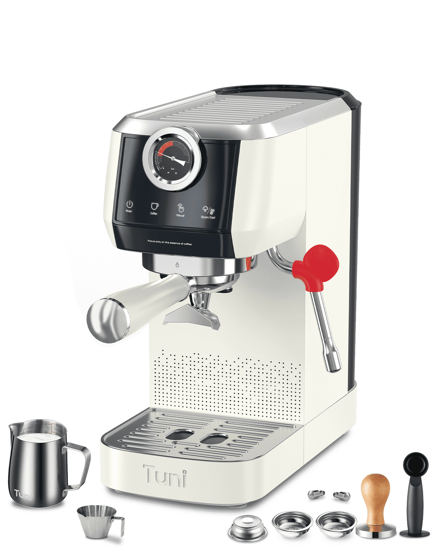[𝑼𝒑𝒈𝒓𝒂𝒅𝒆] Tuni E2 58mm Espresso Machine 20Bar Espresso Maker, 𝐃𝐮𝐚𝐥 𝐁𝐨𝐢𝐥𝐞𝐫 Coffee Maker with 10mm Steam Milk Frother, Semi-automatic Coffee Machine with UKLA Pump for Espresso