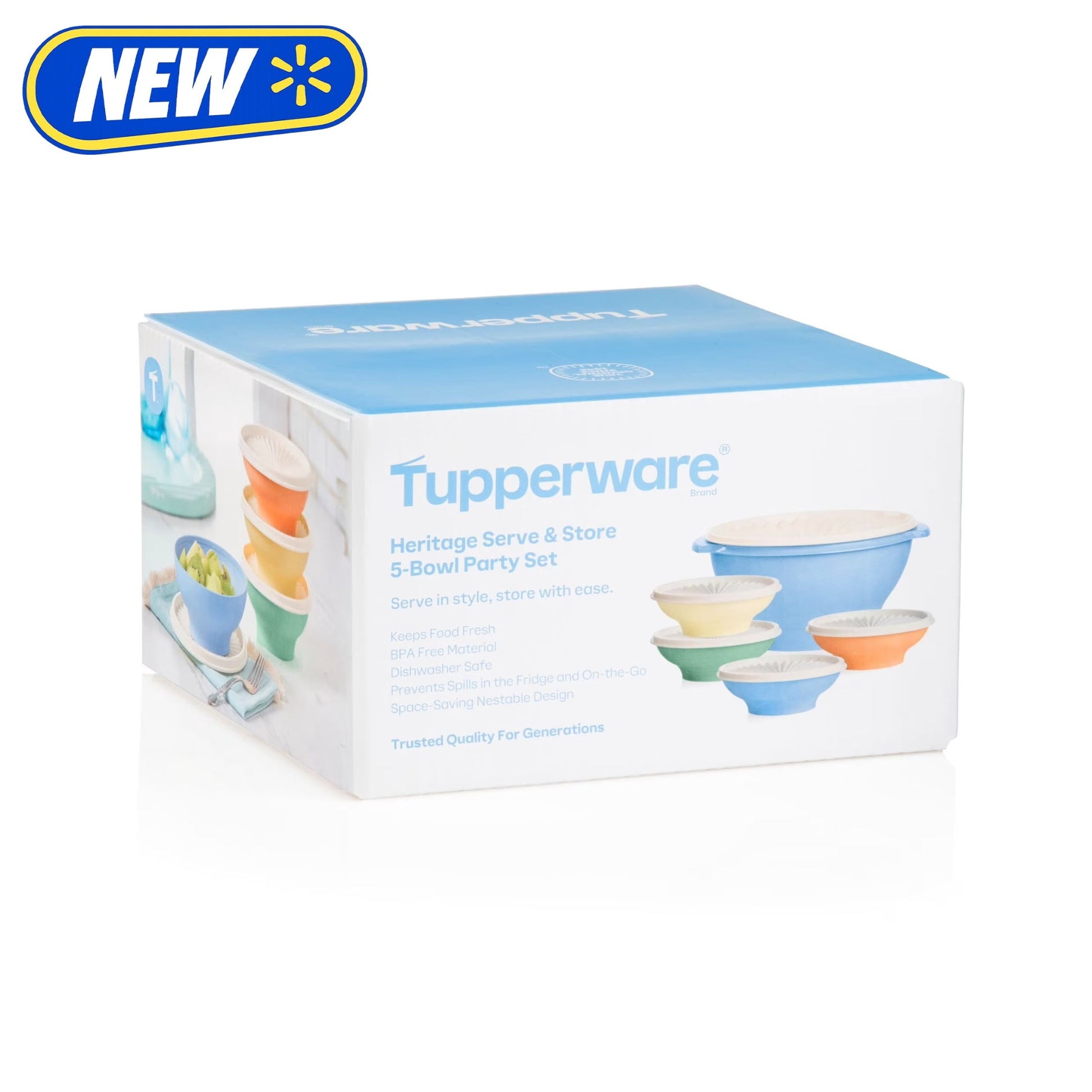 Tupperware Heritage Serve & Store Food Storage Bowls with Lids (5 Count)