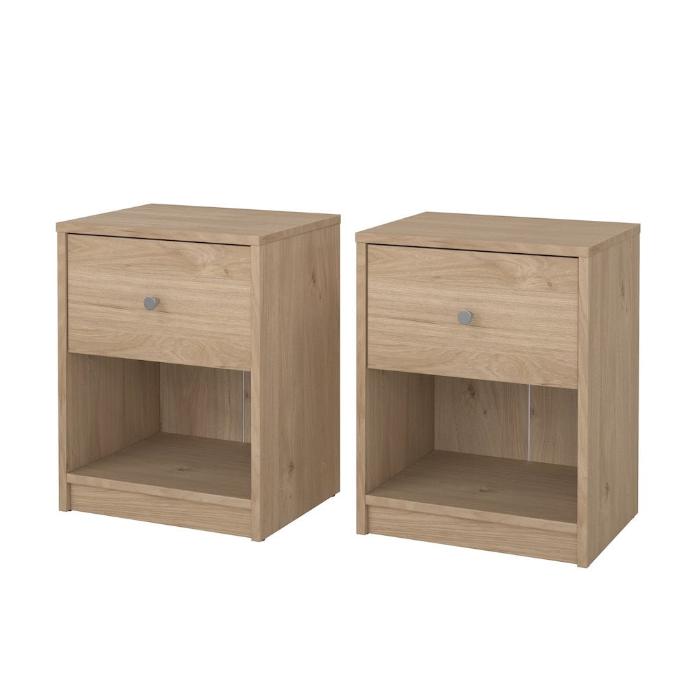 Tvilum Estudio 1 CajÃ³n y 1 Estante Mesita de Noche para Adultos - Juego de 2, Blanco