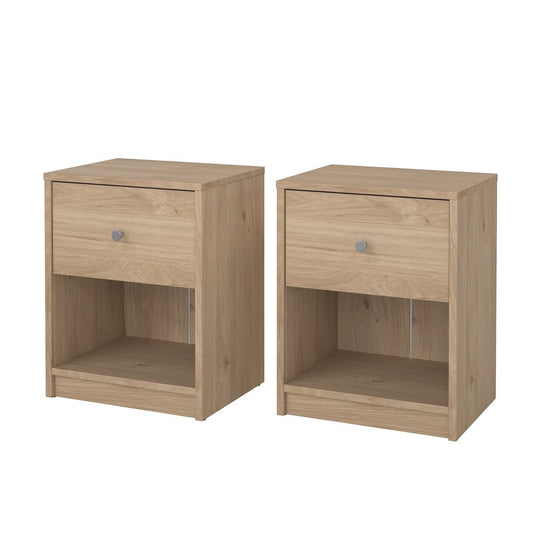 Tvilum Portland Jackson Hickory 1 Drawer   Nightstand Set of 2