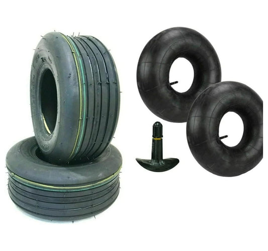 Two 16x6.50-8 4 Ply Rib 16 650 8 Lawn Tractor Mower Tires 16-6.50-8 W Tubes, Equipped with Tubes for Convenient and Worry- Installation, Perfect for Precision Lawn Care