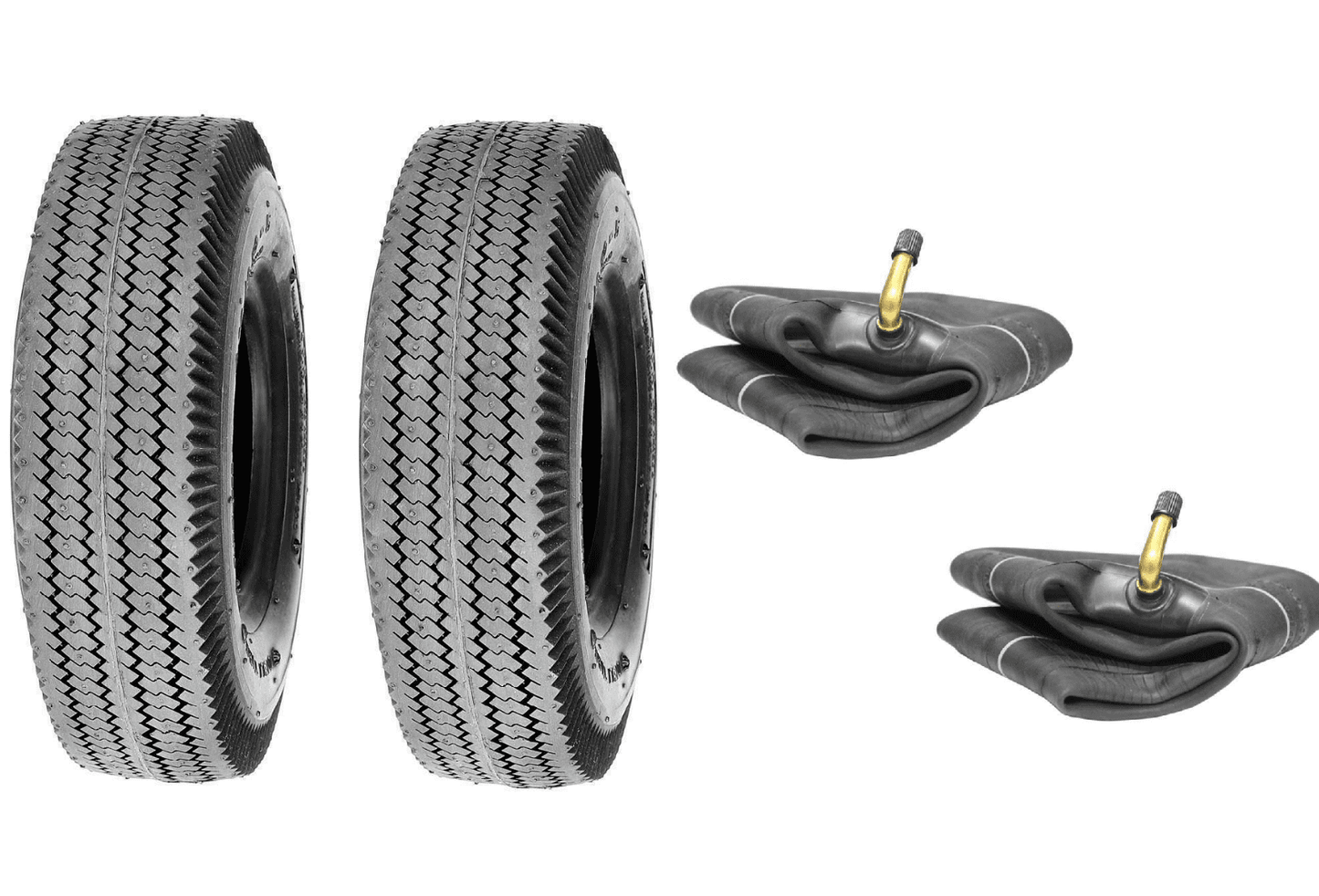 Two 4.10/3.50-6 Sawtooth Tires W/ TR87 Bent Stem Tubes Cart Dolly 410/350-6