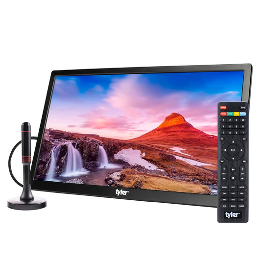 Tyler 13.3" Portable TV LCD Monitor, LED, Portable, with Battery Powered, Wireless Capability, HDMI, USB, RCA, AC/DC, FM Radio, Car Charger, Remote Control, Built in Stand, New