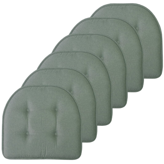 U-Shaped Memory Foam No Slip Back 16 x 16 Chair Pad Cushion 6 Pack - Scuba