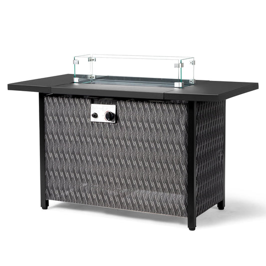 UBesGoo Fire Pit Table 43in Rectangular  Stainless Steel Firepits for Picnic- Propane Fire Pit Table with Metal Lid,50000 BTU