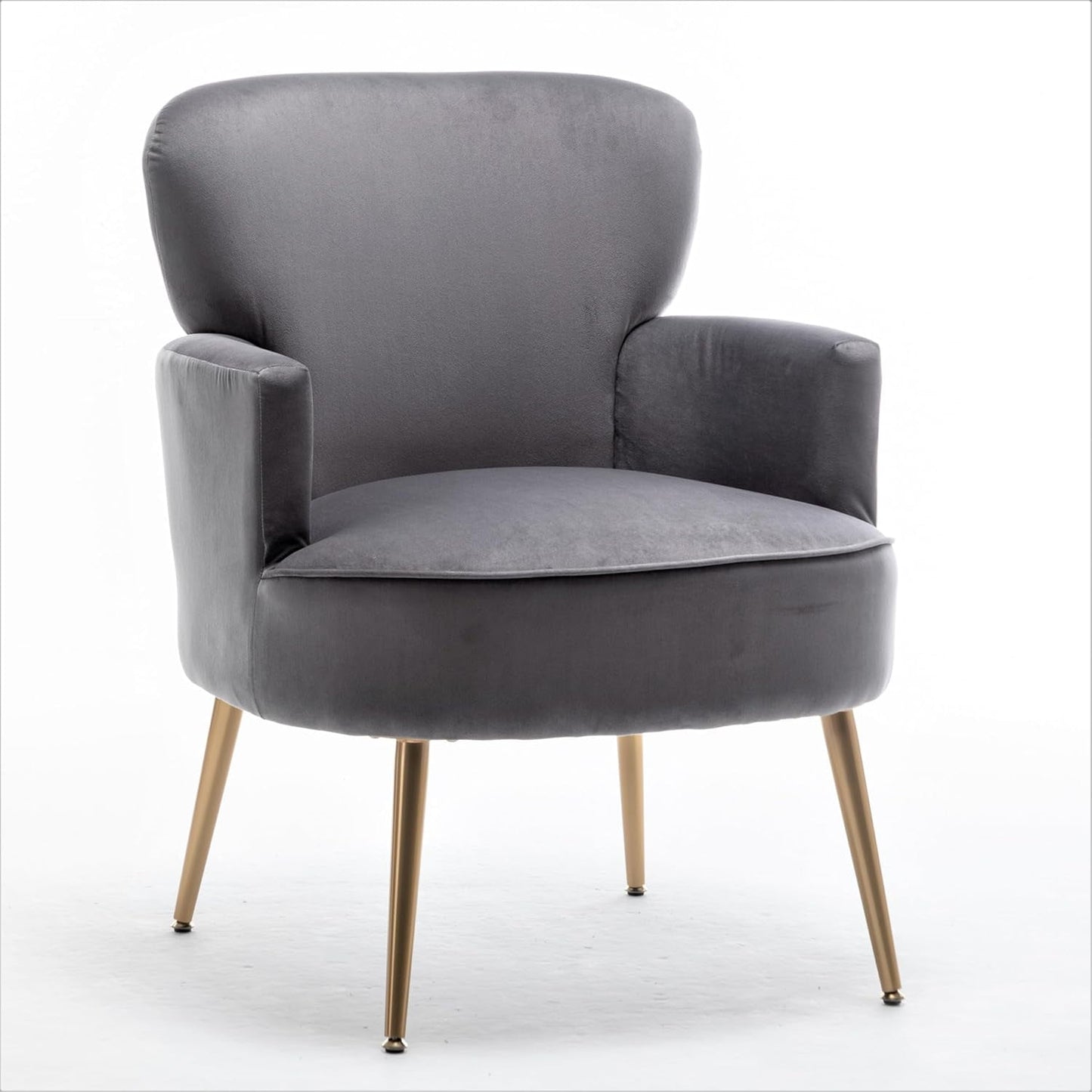 US Pride Furniture Trendy Velvet Accent Chair with Gold Metal Legs Upholstered Armchair for Small to Mid-Size Spaces Modern Living Room Bedroom Vanity Desk and Entryway Medium Grey