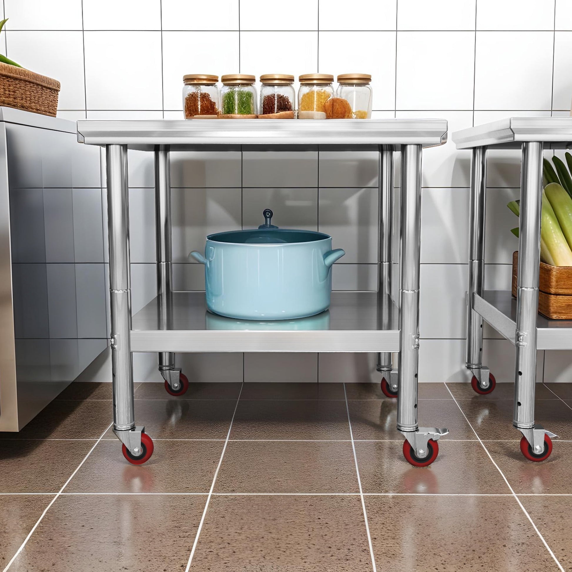 Uforic 30" x 24" Stainless Steel Work Table with Wheels for Home, Kitchen, Restaurant, Garage, Warehouse, and Outdoor