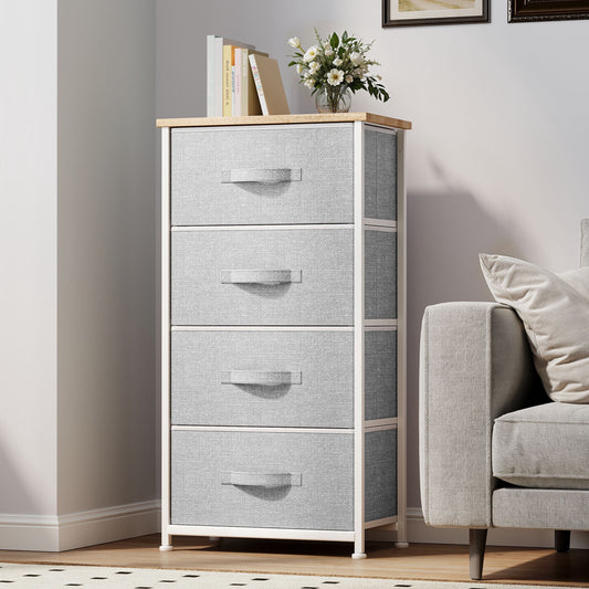 Uforic 4 Drawer Dresser Fabric Chest of Drawers Furniture Storage Organizer for Living Room,,Hallway, Light Gray