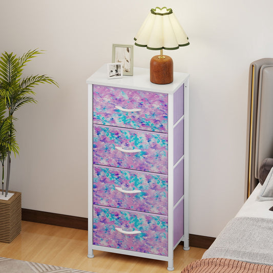 Uforic 4 Drawer Dresser Fabric Chest of Drawers Furniture Storage Organizer for Living Room,,Hallway, Tie-dye Purple