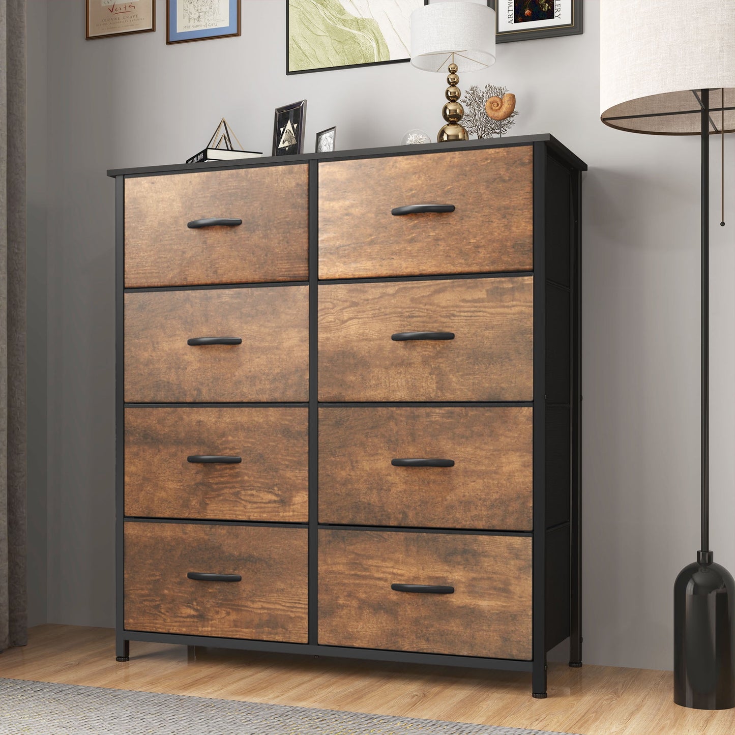 Uforic 8 Drawer Fabric Storage Dresser with Wooden Top & Steel Frame for for Adult