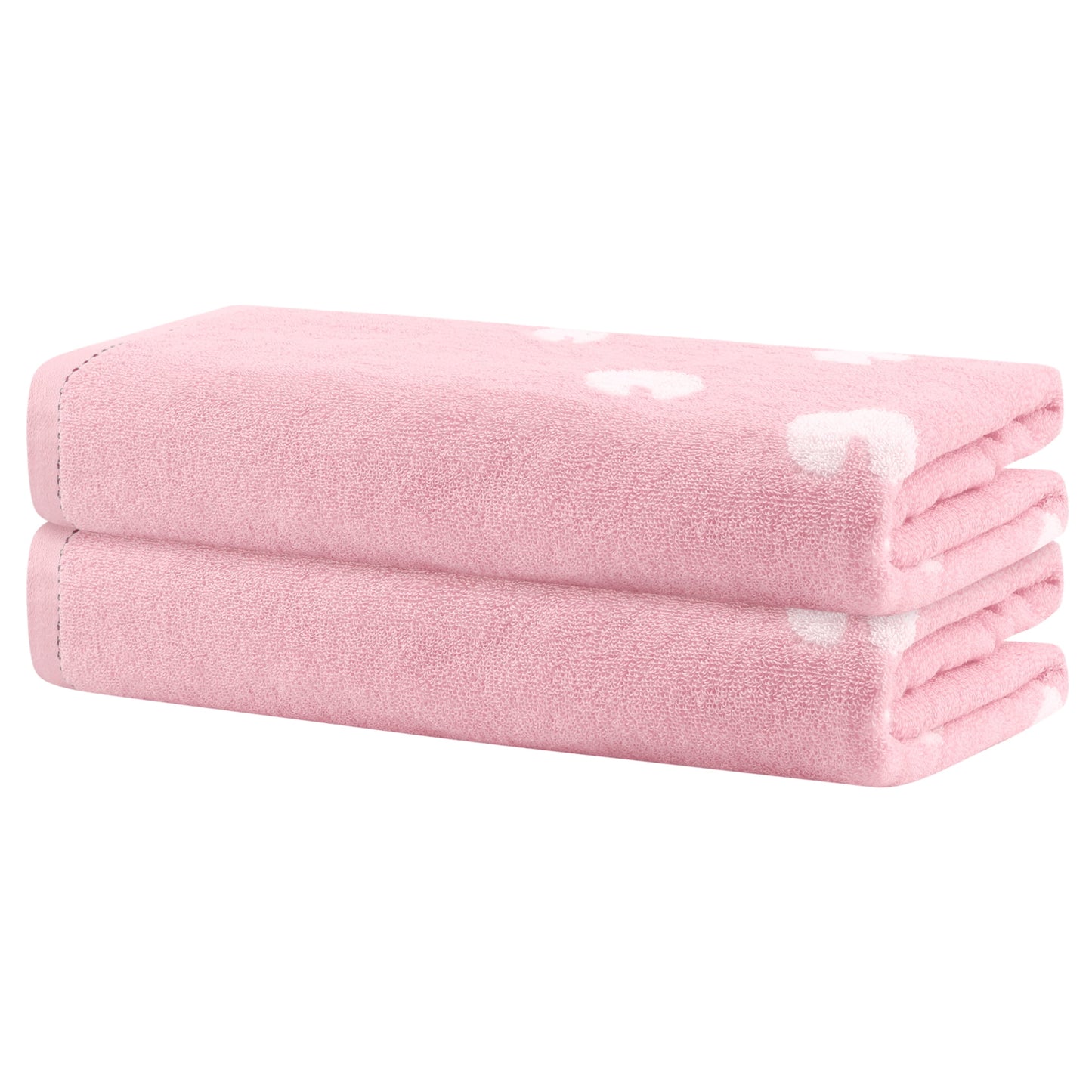 Unique Bargains 100% Cotton 2 Pack Solid Bath Towels Quick Dry and Absorbent Pink Sheep