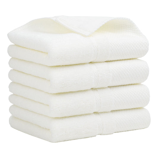 Unique Bargains 100% Cotton Absorbent Hand Towel Set 14"x30" Beige 4 Pcs