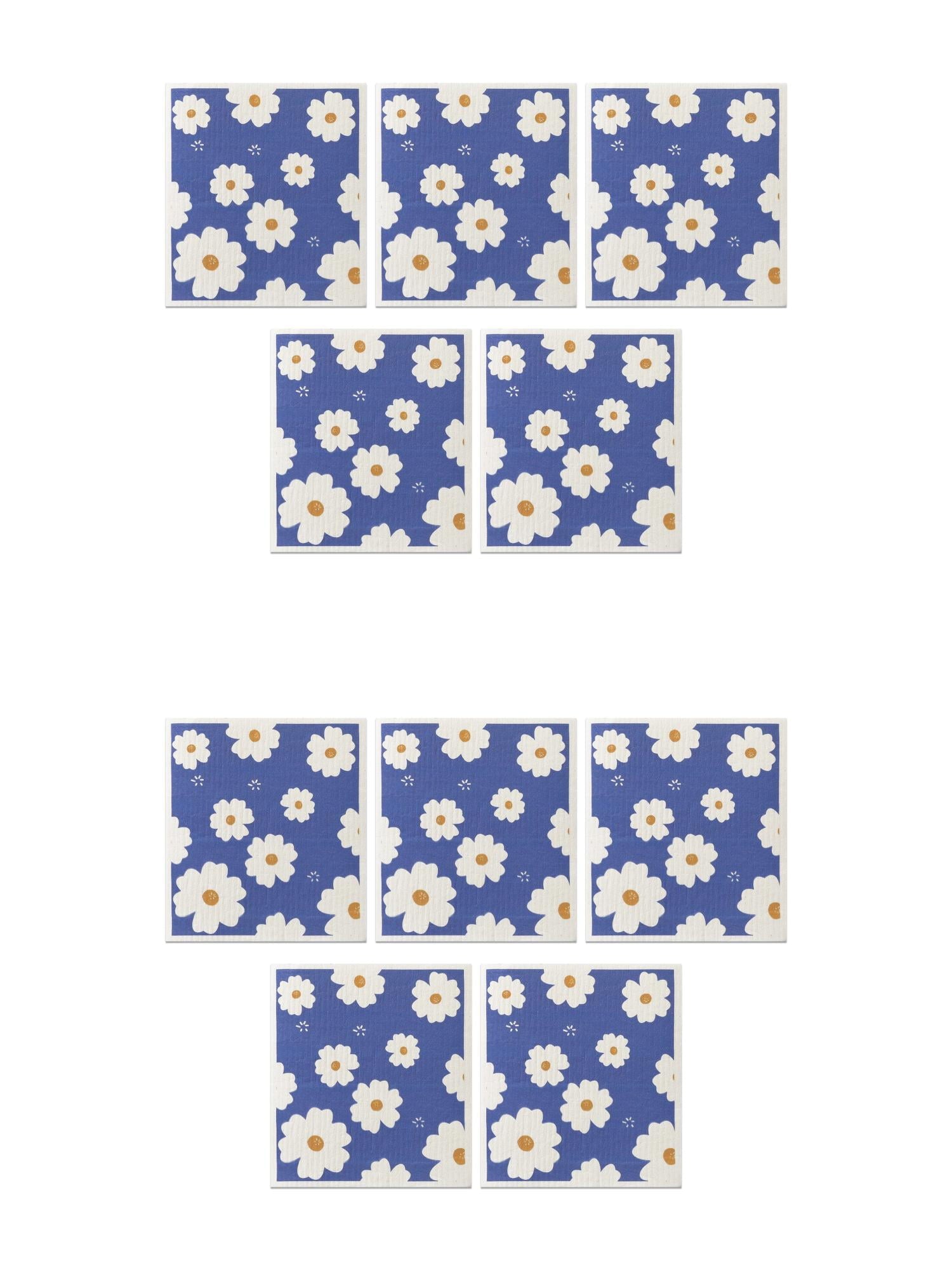 Unique Bargains 10pcs Super Absorbent Kitchen Dish Towels Reusable Towels Flower 2 7" x 8"