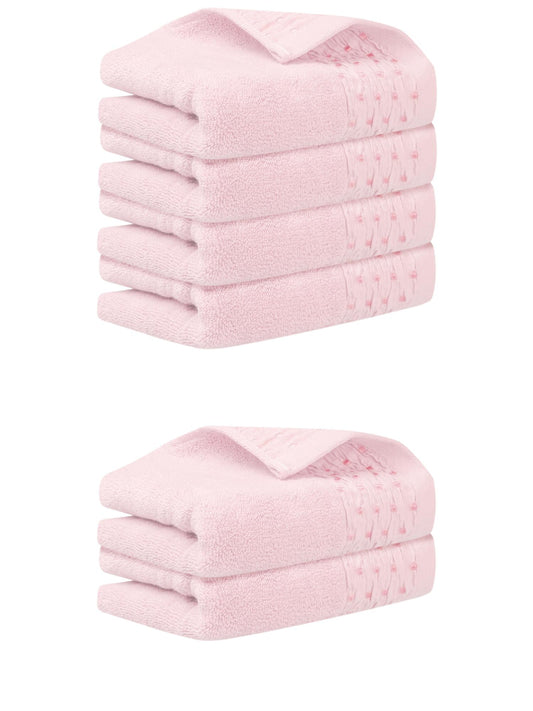 Unique Bargains 14" x 30" Embroidery Pattern Cotton Hand Towels Set Pink 6pk