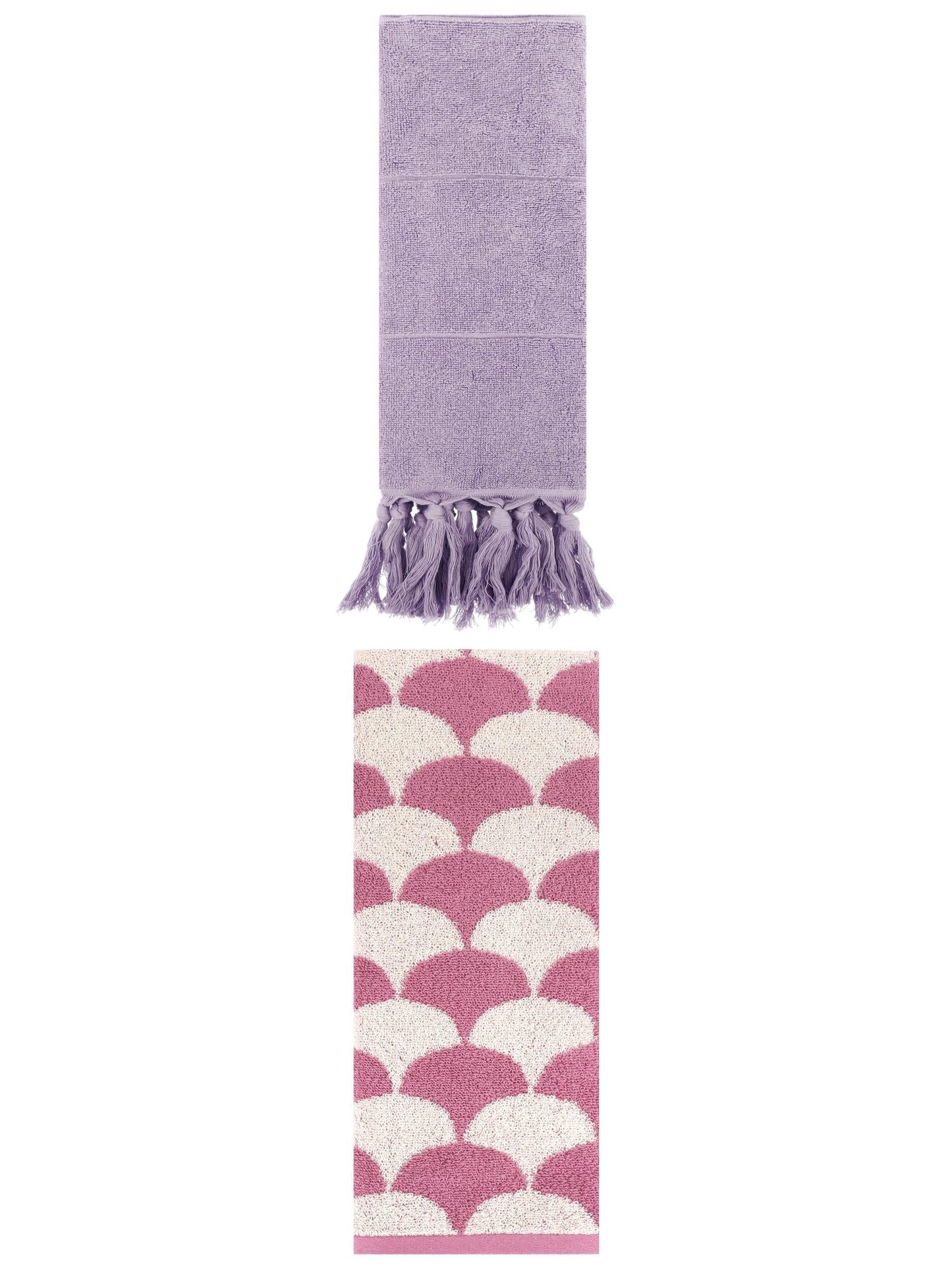 Unique Bargains 2 Pack Cotton Geometric Hand Towels Purple/Pink 14"x30"/13"x29"