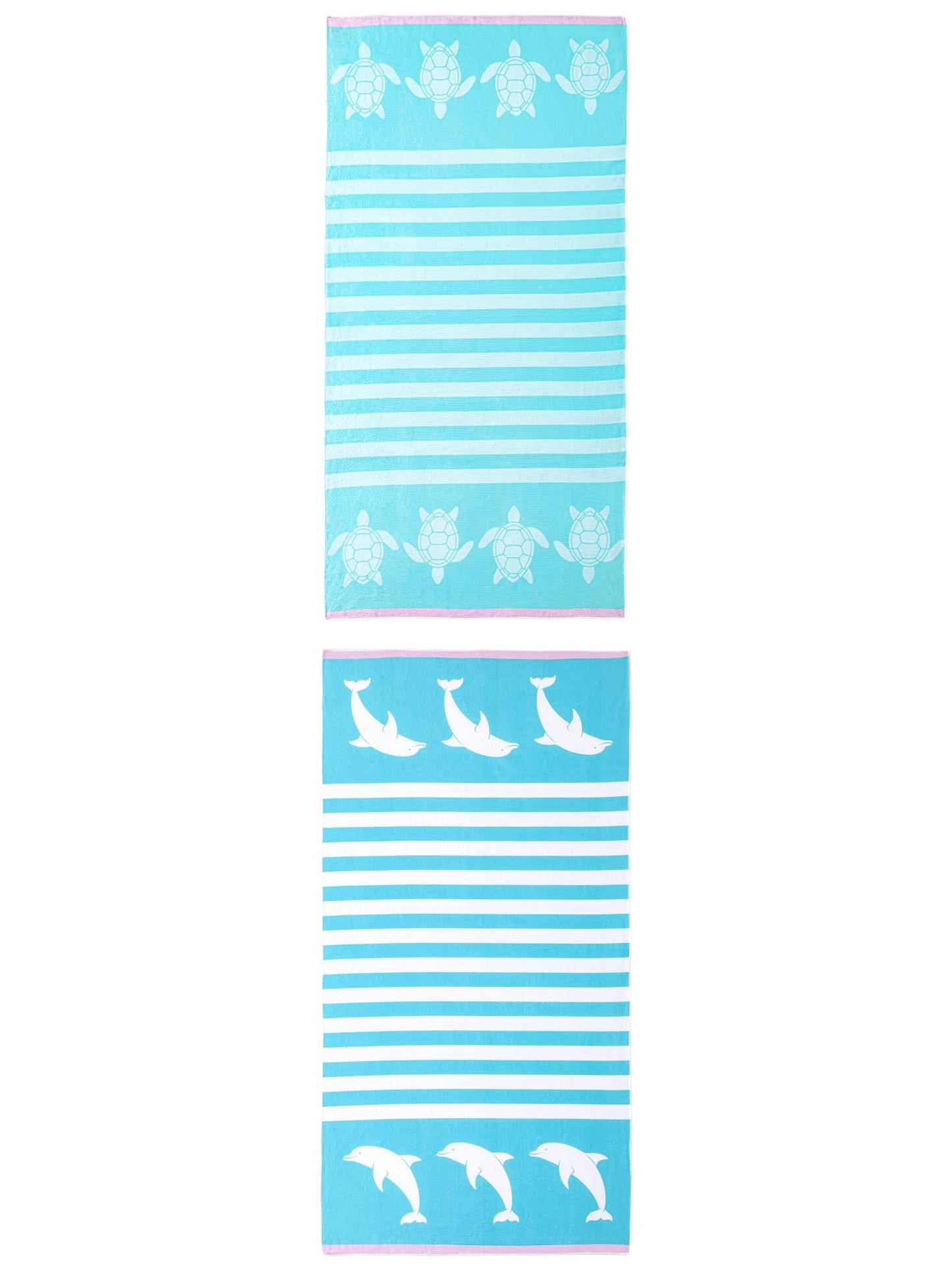 Unique Bargains 2 Pack Quick Dry Sand Free Stripe Towel Mint Green/Turquoise 55"x28"