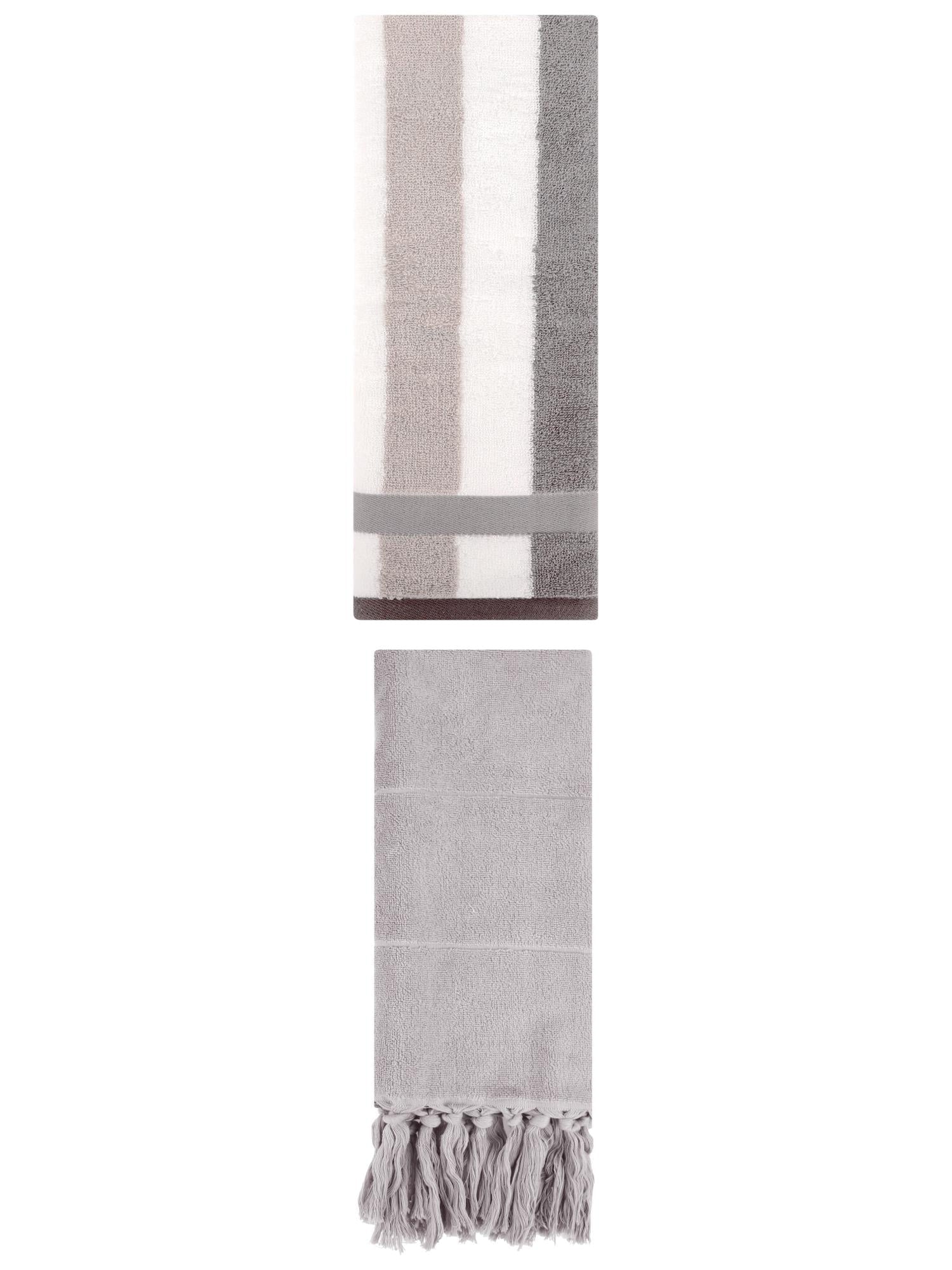 Unique Bargains 2 Pack Soft Decorative Hand Towel Grey 14"x30"/13"x29"