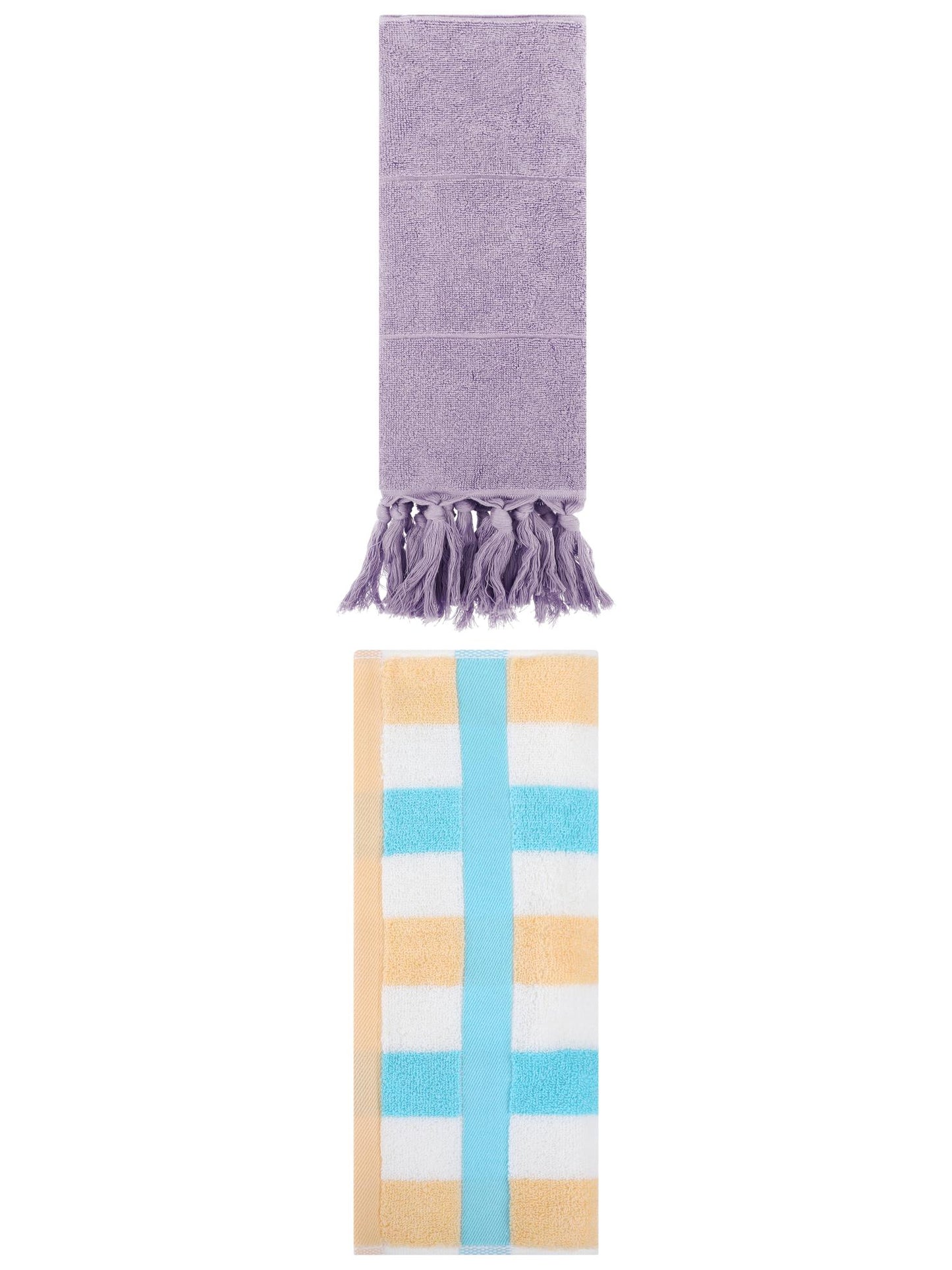 Unique Bargains 2 Pack Soft Decorative Hand Towel Purple/Blue Yellow 14"x30"/13"x29"
