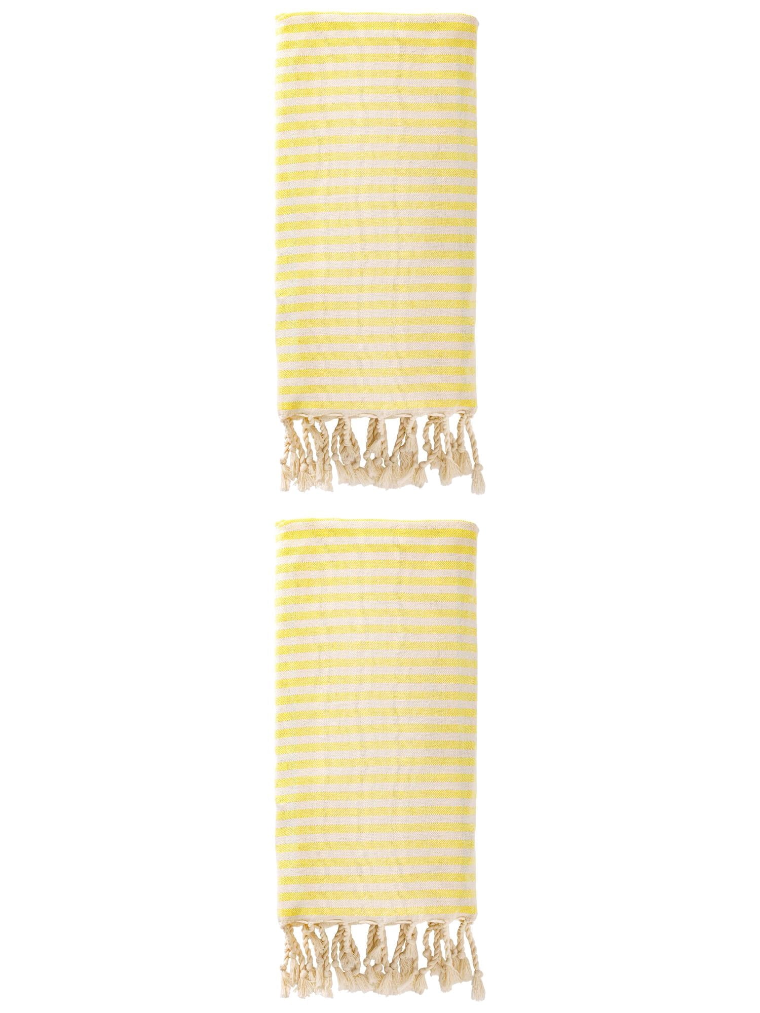 Unique Bargains 2 Pack Soft Sand Free Quick Dry Turkish Towel Light Yellow 71"x40"