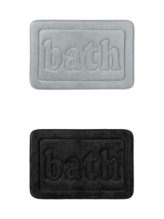 Unique Bargains 2 Pcs Bath Mat Non Skid Bottom Bath Rugs Black/Light Grey 20" x 32"